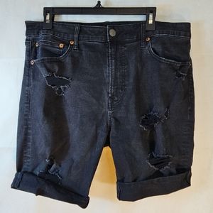 American Eagle Mens Shorts Denim Distressed Next Level Flex RawHem Black Size 34